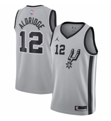 Men's San Antonio Spurs #12 LaMarcus Aldridge Jordan Brand Silver 2020-21 Swingman Jersey