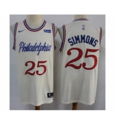 Men's 76ers #25 Ben Simmons Cream New City Edition Swingman Basketball Jersey