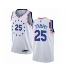 Men's Nike Philadelphia 76ers #25 Ben Simmons White Swingman Jersey - Earned Edition