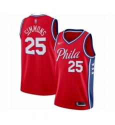 Men's Philadelphia 76ers #25 Ben Simmons Authentic Red Finished Basketball Jersey - Statement Edition