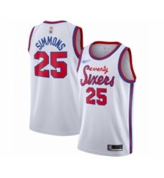 Men's Philadelphia 76ers #25 Ben Simmons Authentic White Hardwood Classics Basketball Jersey
