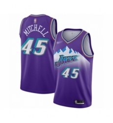 Men's Utah Jazz #45 Donovan Mitchell Authentic Purple Hardwood Classics Basketball Jersey