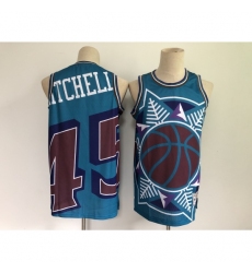 Men's Utah Jazz #45 Donovan Mitchell Blue Big Face-2.0 Jersey