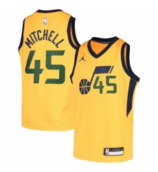 Youth Utah Jazz #45 Donovan Mitchell Jordan Brand Gold 2020-21 Swingman Player Jersey