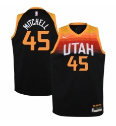 Youth Utah Jazz #45 Donovan Mitchell Nike Black 2020-21 Swingman Jersey