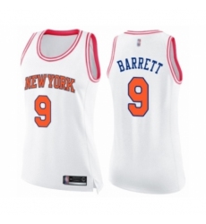 Women's New York Knicks #9 RJ Barrett Swingman White Pink Fashion Basketball Jersey