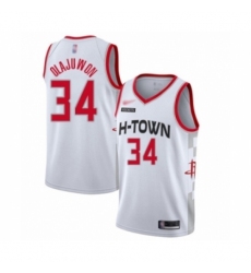 Men's Houston Rockets #34 Hakeem Olajuwon Swingman White Basketball Jersey - 2019 20 City Edition