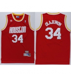 Rockets #34 Hakeem Olajuwon Red Throwback Stitched NBA Jersey