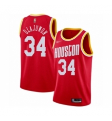 Women's Houston Rockets #34 Hakeem Olajuwon Swingman Red Hardwood Classics Finished Basketball Jersey