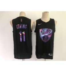 Men's Brooklyn Nets #11 Kyrie Irving Black Iridescent Holographic 2021 Jersey