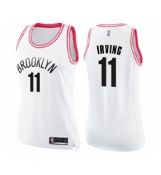 Women's Brooklyn Nets #11 Kyrie Irving Swingman White Pink Fashion Basketball Jersey