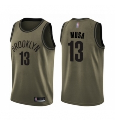 Men's Brooklyn Nets #13 Dzanan Musa Swingman Green Salute to Service Basketball Jersey