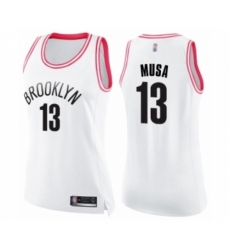 Women's Brooklyn Nets #13 Dzanan Musa Swingman White Pink Fashion Basketball Jersey