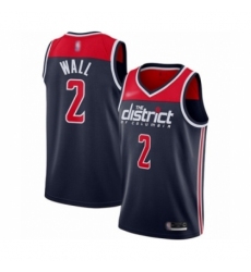 Men's Washington Wizards #2 John Wall Authentic Navy Blue Finished Basketball Jersey - Statement Edition