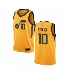 Men's Utah Jazz #10 Mike Conley Authentic Gold Basketball Jersey Statement Edition