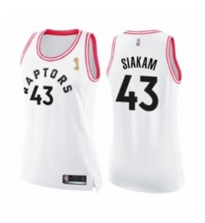 Women's Toronto Raptors #43 Pascal Siakam Swingman White Pink Fashion 2019 Basketball Finals Champions Jersey