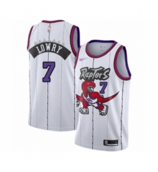 Men's Toronto Raptors #7 Kyle Lowry Authentic White Hardwood Classics Basketball Jersey