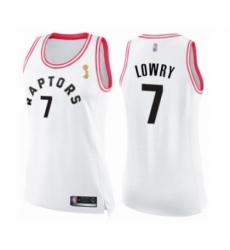 Women's Toronto Raptors #7 Kyle Lowry Swingman White Pink Fashion 2019 Basketball Finals Champions Jersey