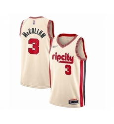 Men's Portland Trail Blazers #3 C.J. McCollum Swingman Cream Basketball Jersey - 2019 20 City Edition