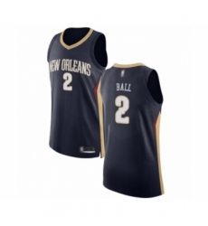 Men's New Orleans Pelicans #2 Lonzo Ball Authentic Navy Blue Basketball Jersey - Icon Edition