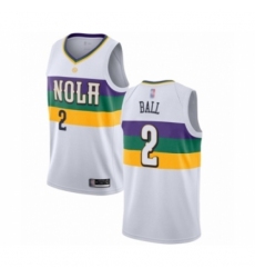 Men's New Orleans Pelicans #2 Lonzo Ball Authentic White Basketball Jersey - City Edition