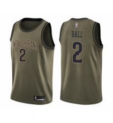 Men's New Orleans Pelicans #2 Lonzo Ball Swingman Green Salute to Service Basketball Jersey