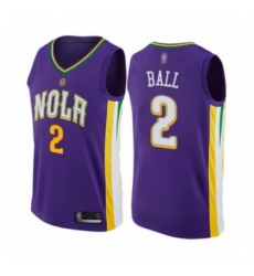 Men's New Orleans Pelicans #2 Lonzo Ball Swingman Purple Basketball Jersey - City Edition