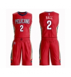 Women's New Orleans Pelicans #2 Lonzo Ball Swingman Red Basketball Suit Jersey Statement Edition