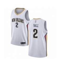 Women's New Orleans Pelicans #2 Lonzo Ball Swingman White Basketball Jersey - Association Edition