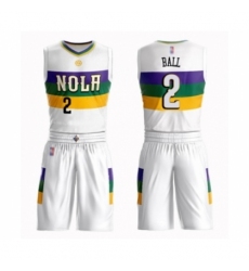 Youth New Orleans Pelicans #2 Lonzo Ball Swingman White Basketball Suit Jersey - City Edition