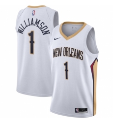 Men's New Orleans Pelicans #1 Zion Williamson Nike White 2020-21 Swingman Jersey