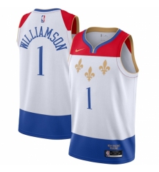 Men's New Orleans Pelicans #1 Zion Williamson Nike White 2020-21 Swingman Player Jersey