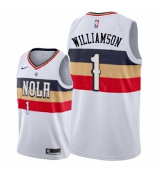 Men's Nike New Orleans Pelicans #1 Zion Williamson White NBA Swingman Earned Edition Jersey