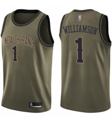 Nike New Orleans Pelicans #1 Zion Williamson Green NBA Swingman Salute to Service Jersey