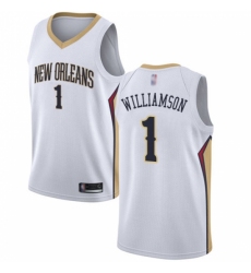 Women's Nike New Orleans Pelicans #1 Zion Williamson White NBA Swingman Association Edition Jersey