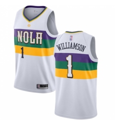 Women's Nike New Orleans Pelicans #1 Zion Williamson White NBA Swingman City Edition 2018-19 Jersey