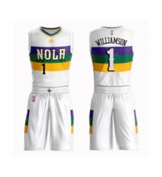 Youth New Orleans Pelicans #1 Zion Williamson Swingman White Basketball Suit Jersey - City Edition