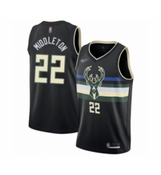 Men's Milwaukee Bucks #22 Khris Middleton Authentic Black Finished Basketball Jersey - Statement Edition