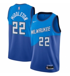 Men's Milwaukee Bucks #22 Khris Middleton Nike Blue 2020-21 Swingman Player Jersey