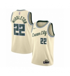 Men's Milwaukee Bucks #22 Khris Middleton Swingman Cream Basketball Jersey - 2019 20 City Edition