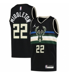 Youth Milwaukee Bucks #22 Khris Middleton Jordan Brand Black 2020-21 Swingman Player Jersey