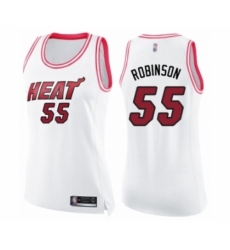 Women's Miami Heat #55 Duncan Robinson Swingman White Pink Fashion Basketball Jersey