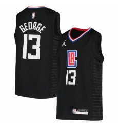 Youth LA Clippers #13 Paul George Jordan Brand Black 2020-21 Swingman Player Jersey