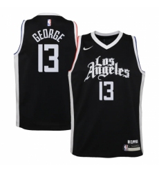 Youth LA Clippers #13 Paul George Nike Black 2020-21 Swingman Jersey