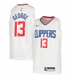 Youth LA Clippers #13 Paul George Nike White 2020-21 Swingman Jersey