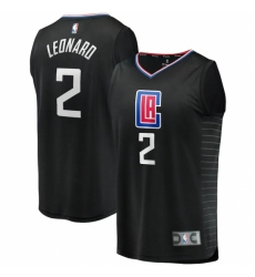 Youth LA Clippers #2 Kawhi Leonard Fanatics Branded Black 2020-21 Fast Break Player Jersey