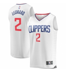 Youth LA Clippers #2 Kawhi Leonard Fanatics Branded White 2020-21 Fast Break Player Jersey