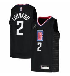 Youth LA Clippers #2 Kawhi Leonard Jordan Brand Black 2020-21 Swingman Player Jersey