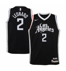 Youth LA Clippers #2 Kawhi Leonard Nike Black 2020-21 Swingman Jersey