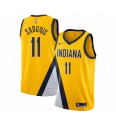 Men's Indiana Pacers #11 Domantas Sabonis Authentic Gold Finished Basketball Jersey - Statement Edition
